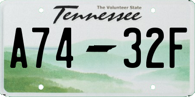 TN license plate A7432F