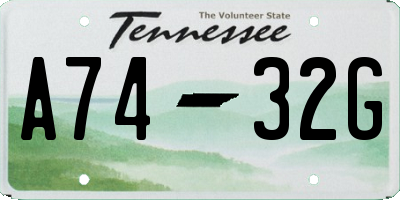TN license plate A7432G