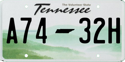 TN license plate A7432H