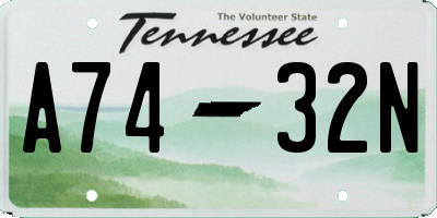 TN license plate A7432N