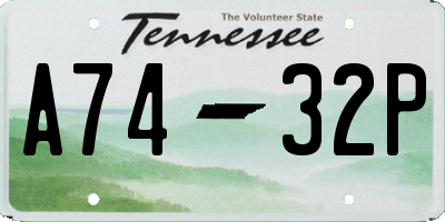TN license plate A7432P