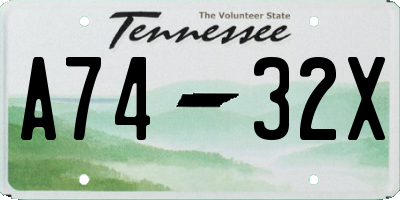 TN license plate A7432X