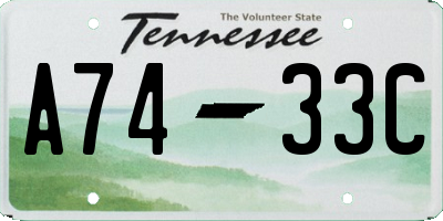 TN license plate A7433C