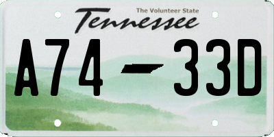 TN license plate A7433D