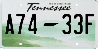 TN license plate A7433F