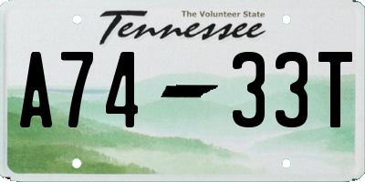 TN license plate A7433T