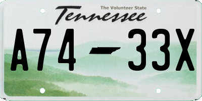 TN license plate A7433X