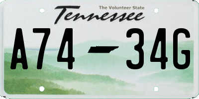 TN license plate A7434G
