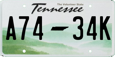 TN license plate A7434K