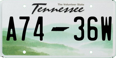 TN license plate A7436W