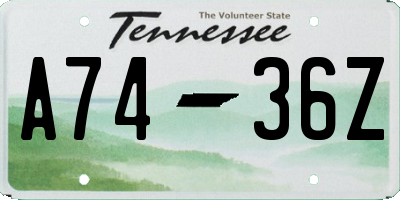 TN license plate A7436Z
