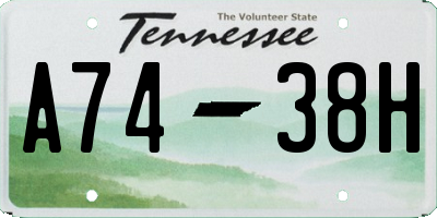 TN license plate A7438H
