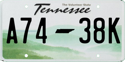TN license plate A7438K