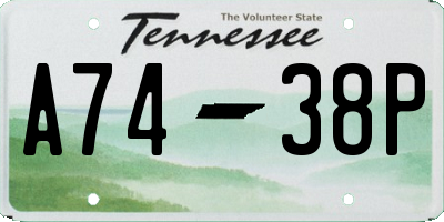 TN license plate A7438P
