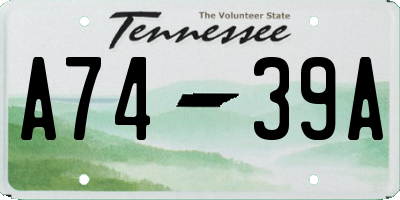 TN license plate A7439A