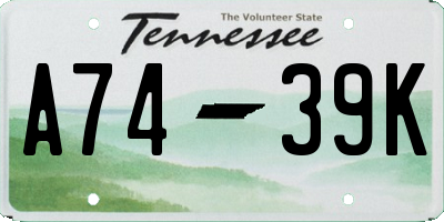 TN license plate A7439K