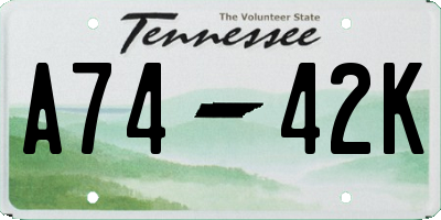 TN license plate A7442K