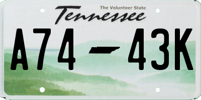 TN license plate A7443K