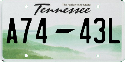 TN license plate A7443L