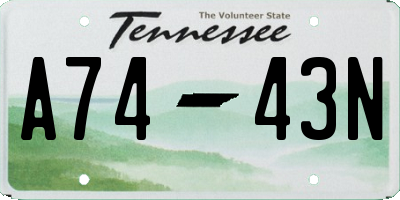 TN license plate A7443N