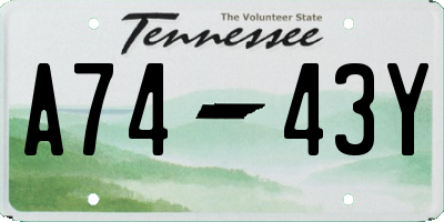 TN license plate A7443Y