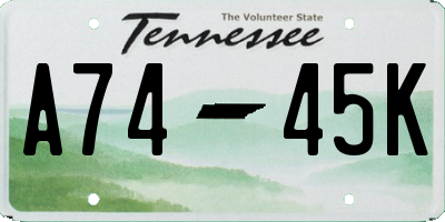 TN license plate A7445K