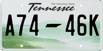 TN license plate A7446K