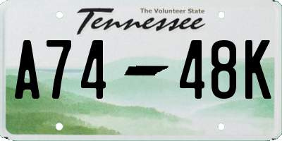 TN license plate A7448K