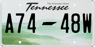 TN license plate A7448W