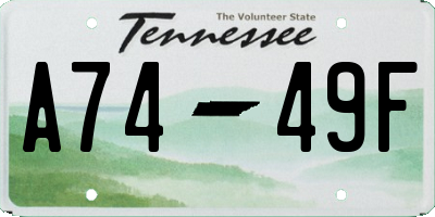 TN license plate A7449F