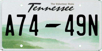 TN license plate A7449N