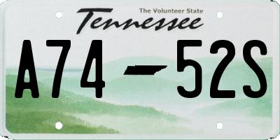 TN license plate A7452S