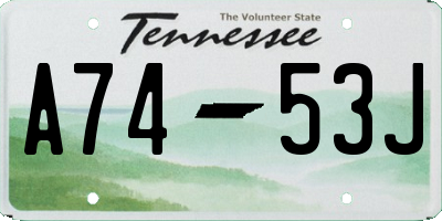 TN license plate A7453J