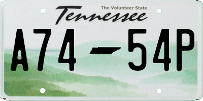 TN license plate A7454P