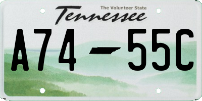 TN license plate A7455C