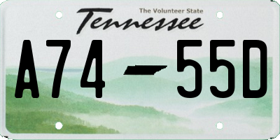 TN license plate A7455D