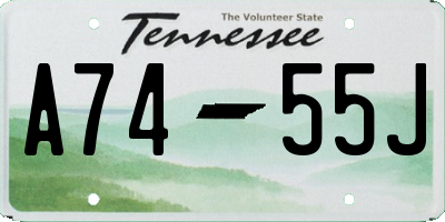 TN license plate A7455J