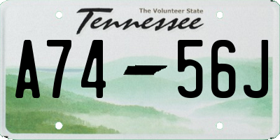 TN license plate A7456J
