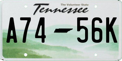 TN license plate A7456K
