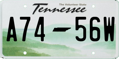 TN license plate A7456W
