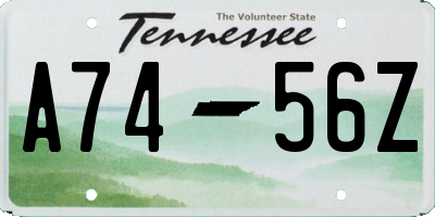 TN license plate A7456Z