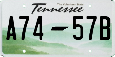 TN license plate A7457B