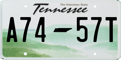 TN license plate A7457T