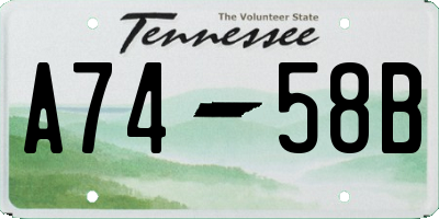 TN license plate A7458B