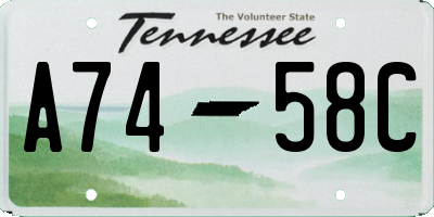 TN license plate A7458C