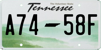 TN license plate A7458F