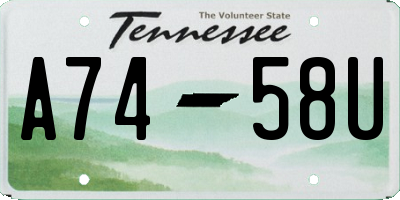 TN license plate A7458U