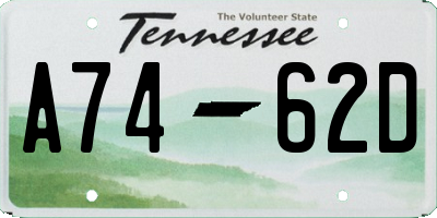 TN license plate A7462D