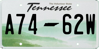 TN license plate A7462W