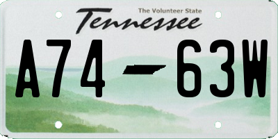 TN license plate A7463W